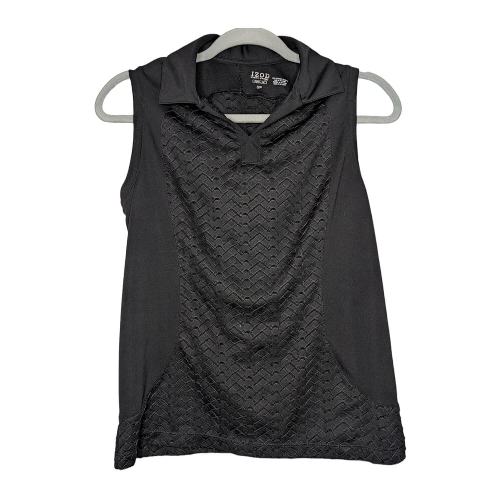 Women's IZOD Cool FX Black Knit Collared Tank Top, Size Small
